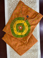 Orange Embroidered Cotton Kurti Palazzo Set