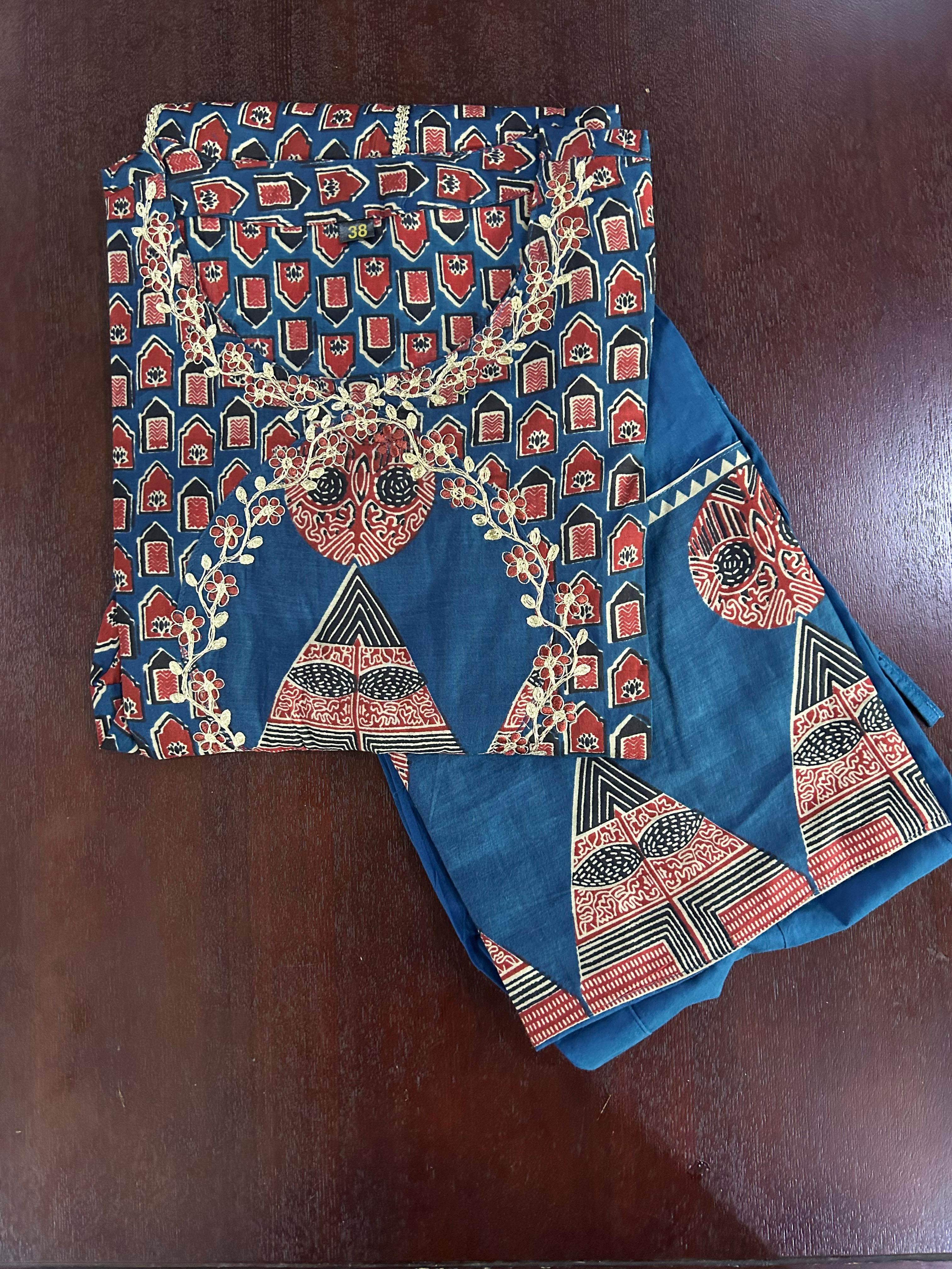 Pure cotton Medium Length Anarkali Kurti With Wide Leg Palazzo