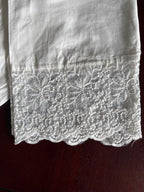White Cotton Straight Palazzo Pants With Lace Border