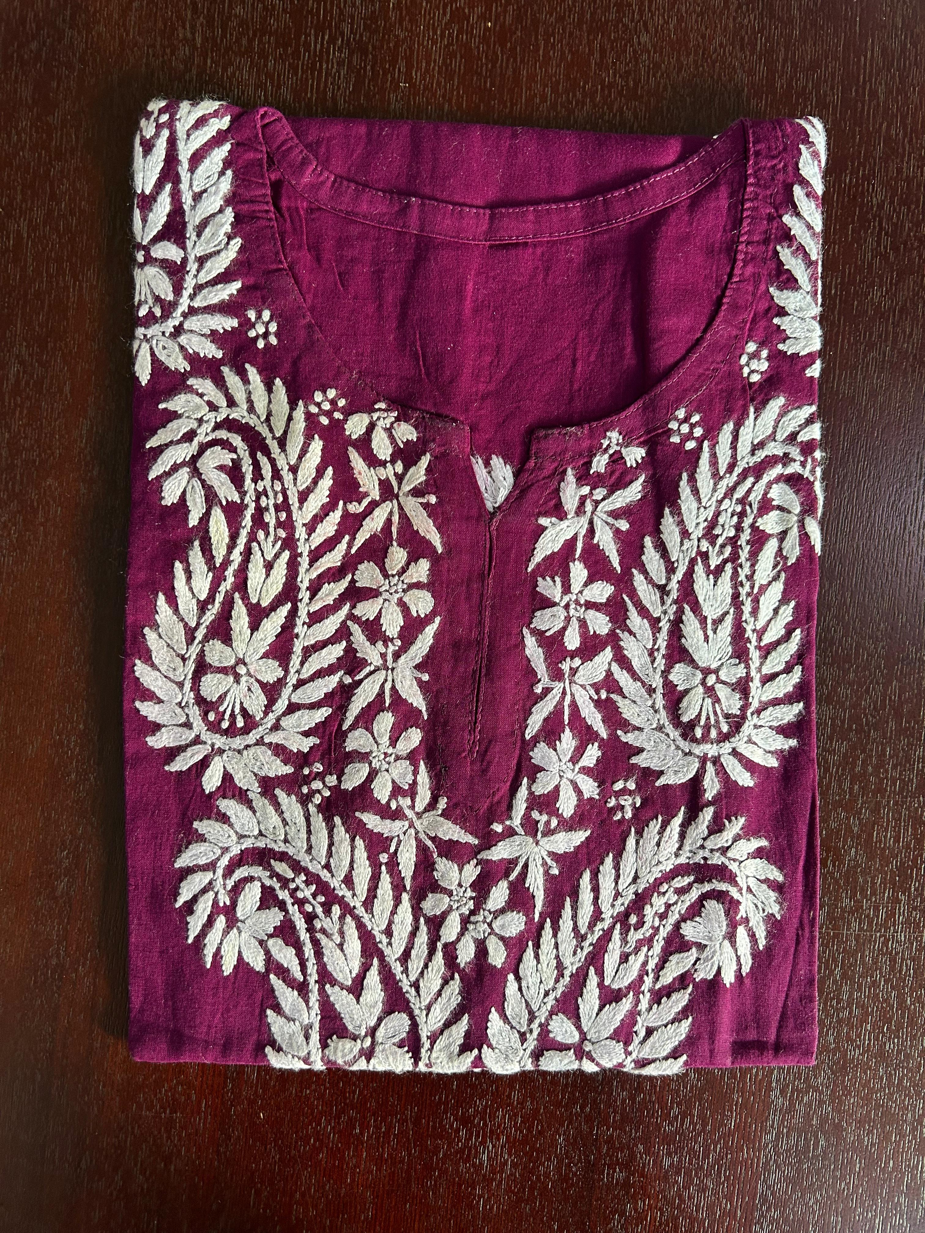 Pure cotton Luknowi Chikankari Short Kurti Top