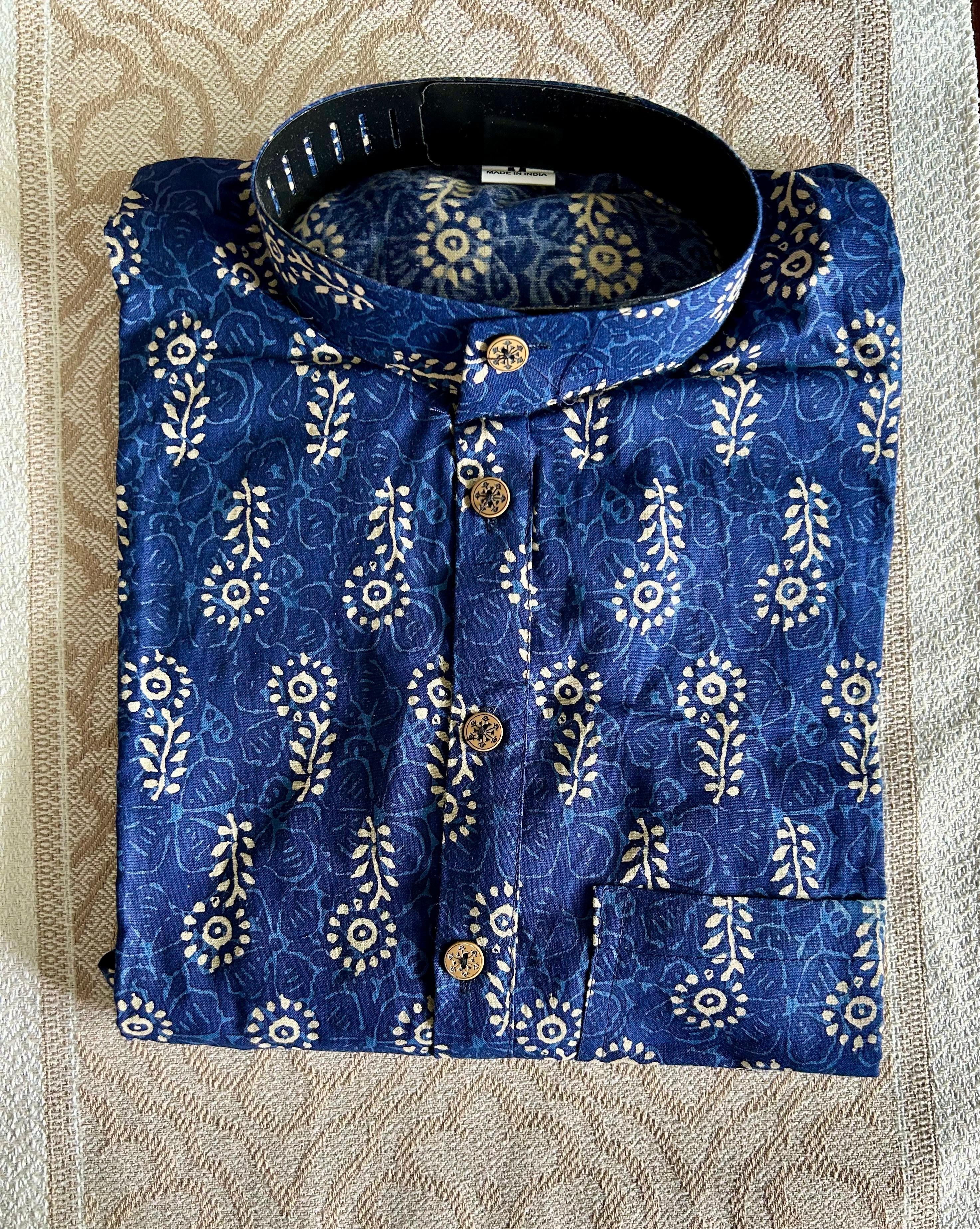 Printed Cotton Men's Kurta Top (Top Only)