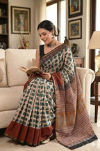 Bagru Printed Pure Chanderi Silk Saree