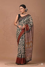 Bagru Printed Pure Chanderi Silk Saree