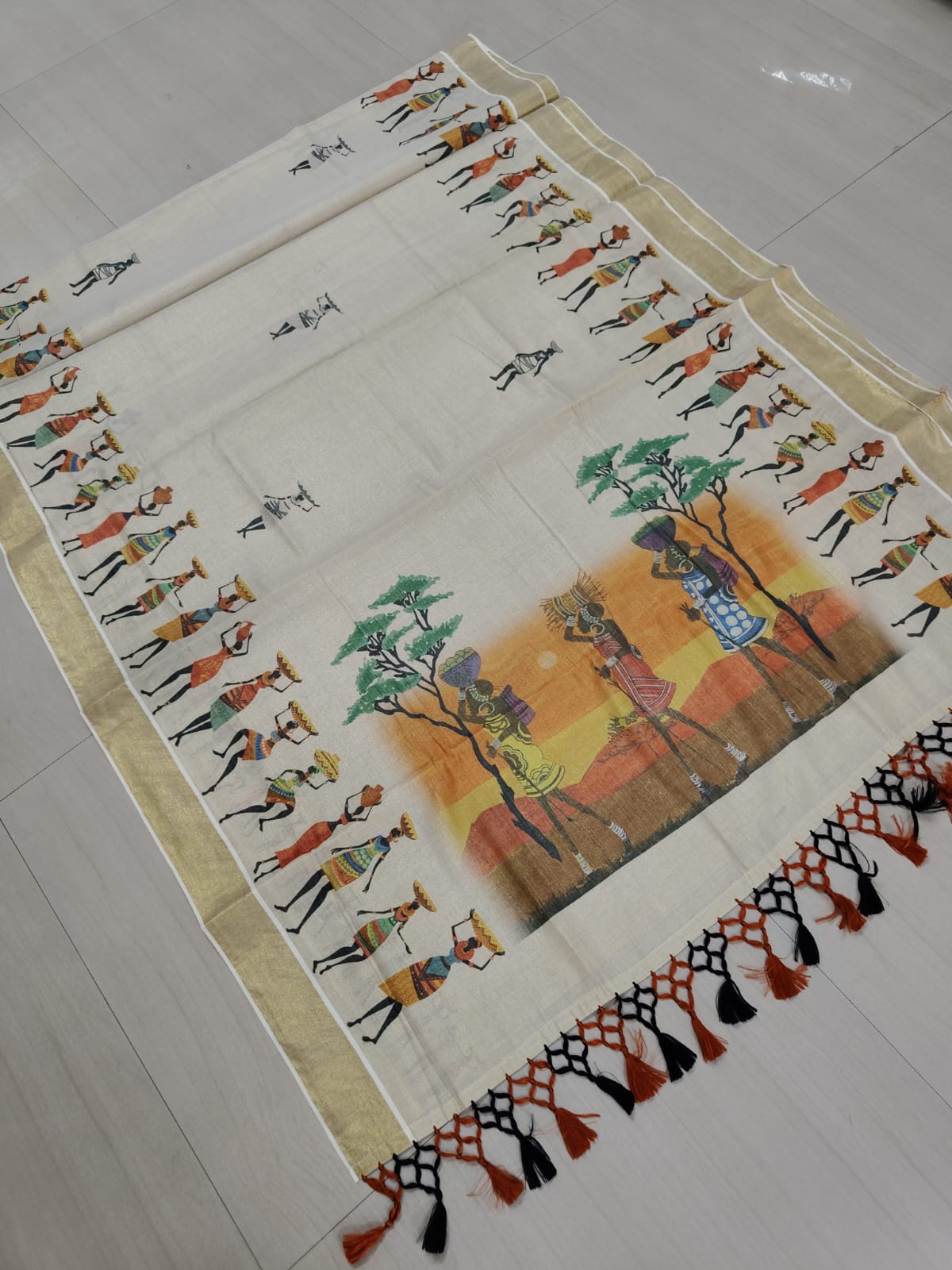 Digital Printed Tissue Cotton Saree