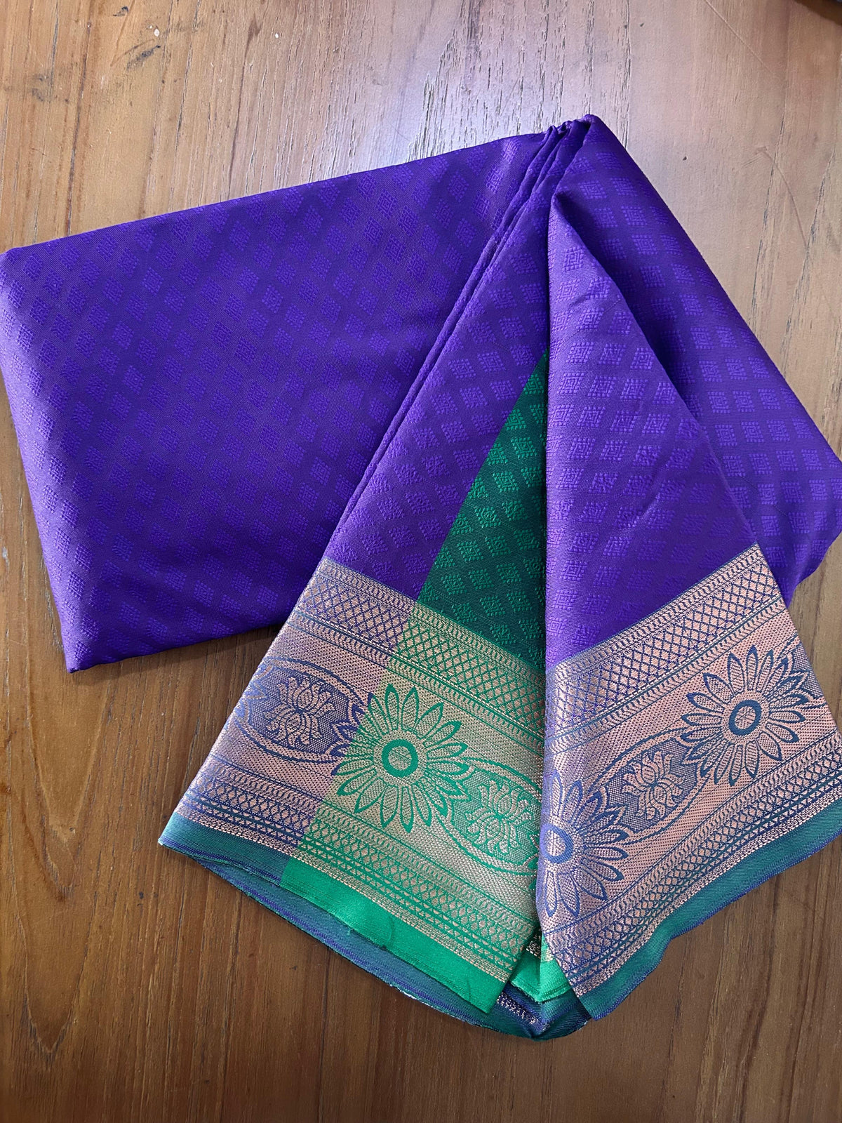 Emossed Design Soft Silk Saree with Contrast Pallu