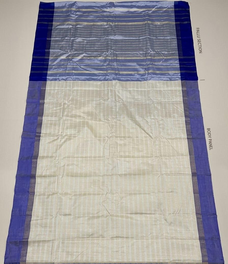 Golden Checkered  Soft Silk Sree With Contrast Border