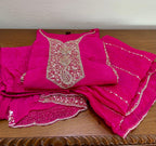 Pink Sequins Emdroidered Chinon Silk Short Kurti With  Palazzo and Dupatta