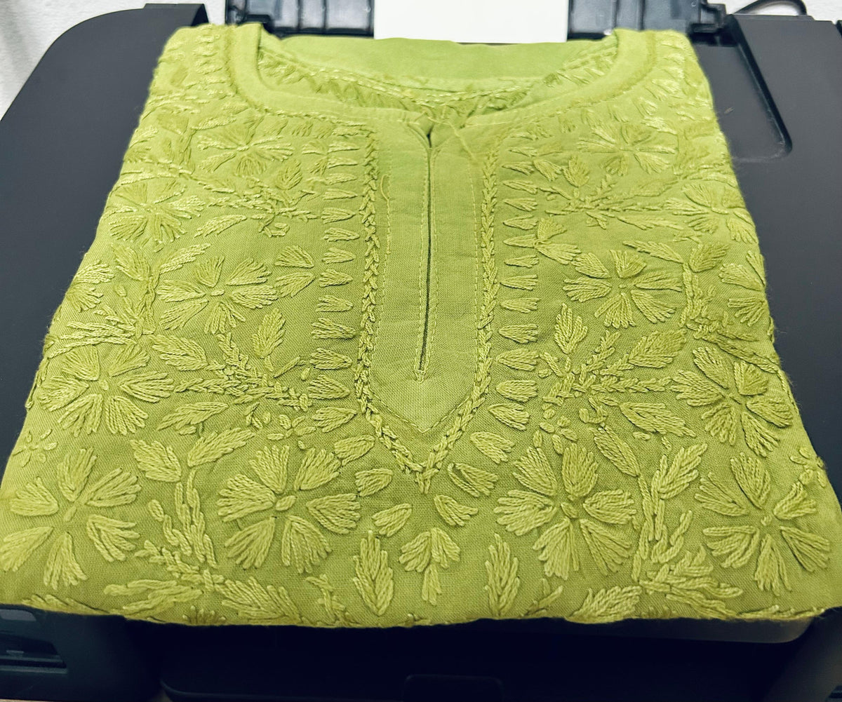 Lucknowi Chikankari  Rayon Short Kurti Top