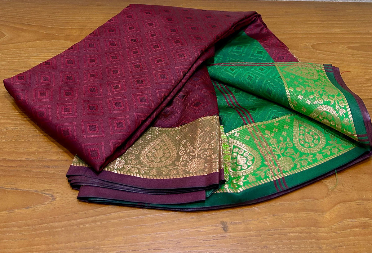 Embossed Design Soft Silk Saree with Contrast Pallu