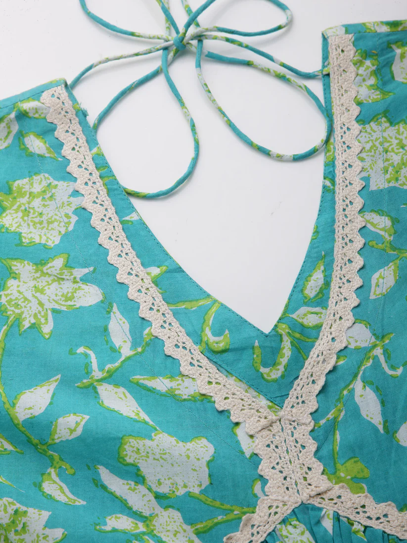 Floral Printed Cotton Aliya Cut kurti Palazzo with dupatta