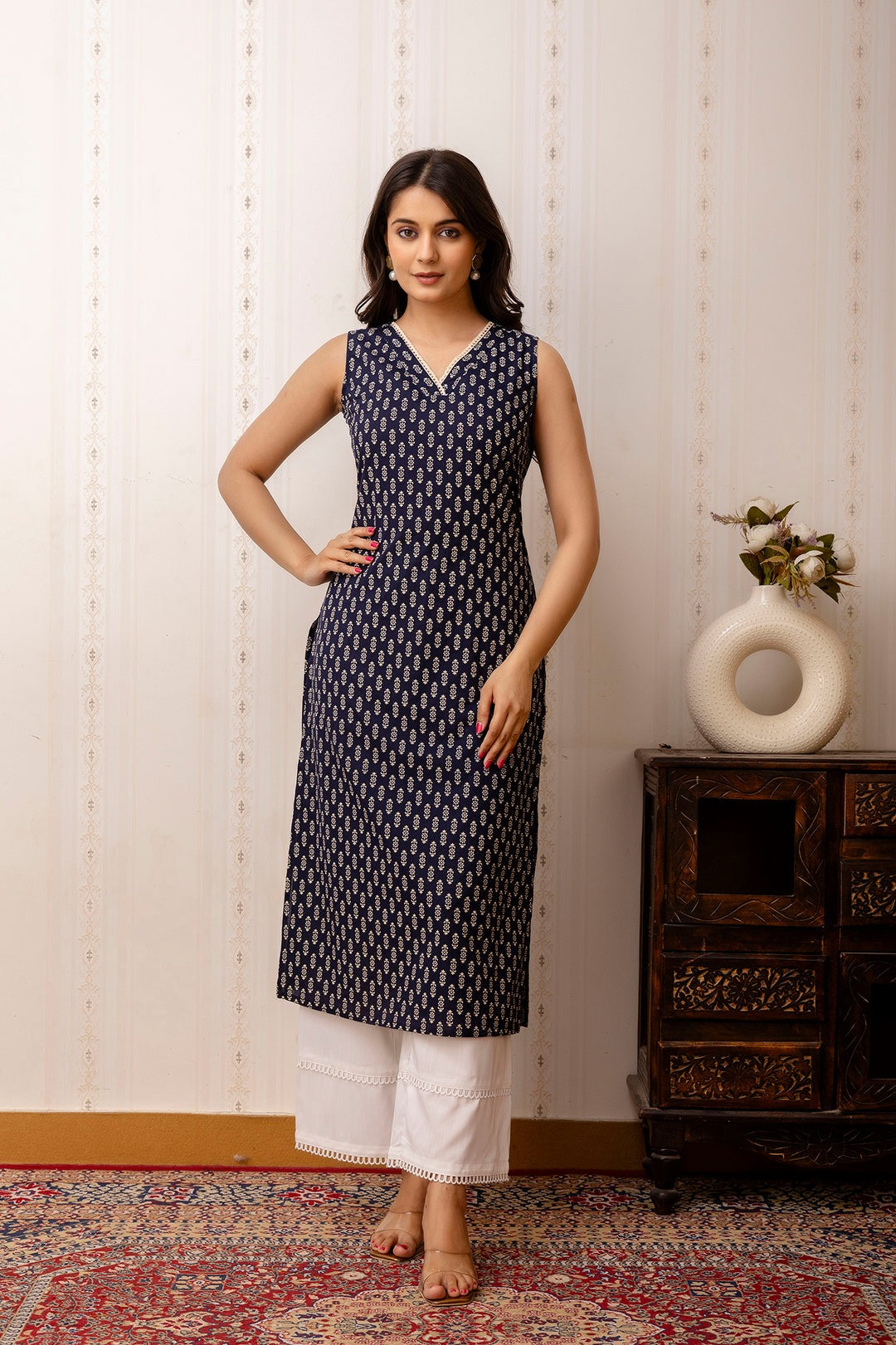 Floral Printed Soft Cotton  Kurti Top (Top Only)