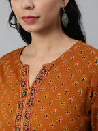 Brown Printed Soft Cotton Short Kurti Top