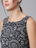 Load image into Gallery viewer, Classic Black Kantha Printed Cotton  Kurti Top

