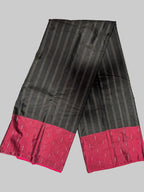 Striped Two toned Solid Semi Silk Saree With Contrast Border