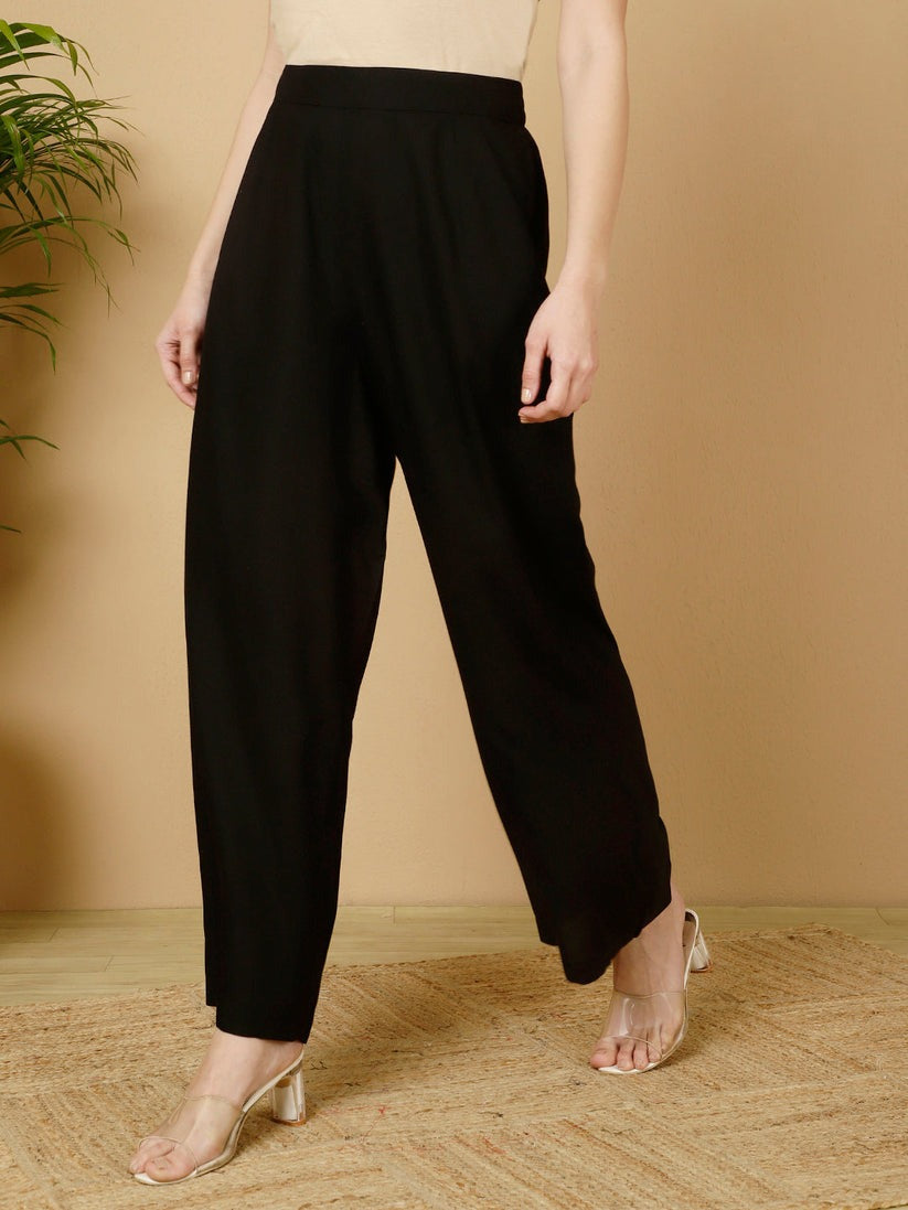 Solid Rayon  Straight Palazzo Pants