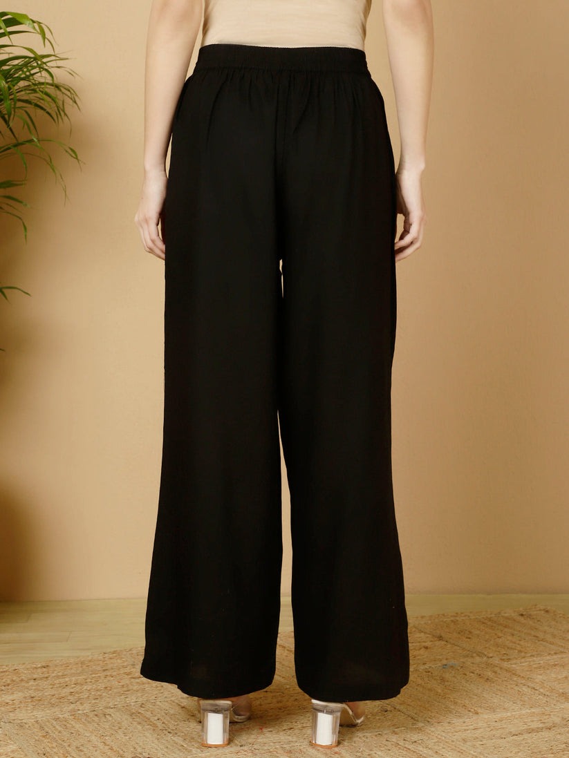 Solid Rayon  Straight Palazzo Pants