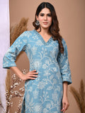 Floral Printed Cotton Kurti Top (Top Only)