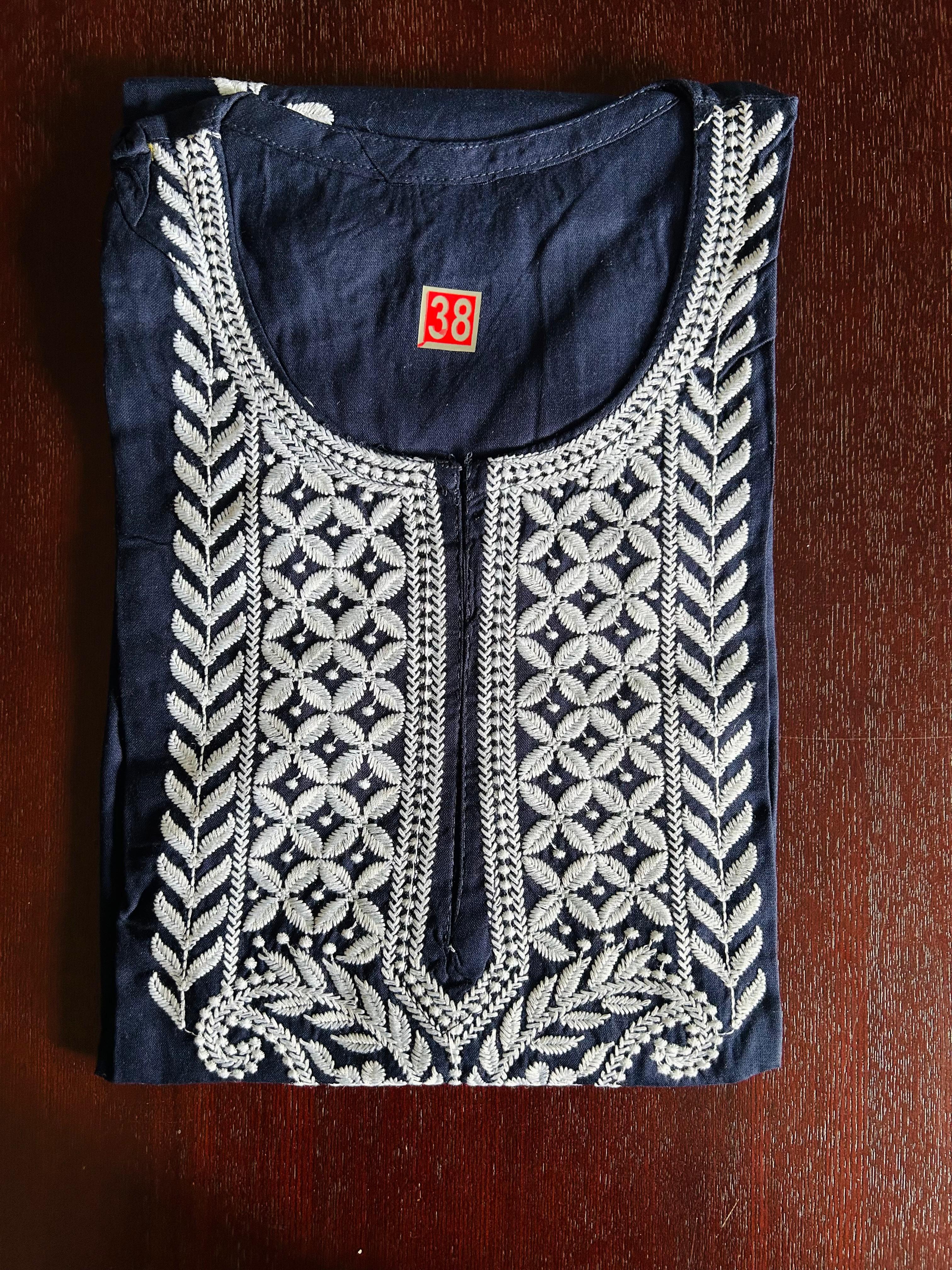 Lucknowi Chikankari Rayon Short Kurti Top