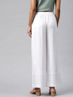 Load image into Gallery viewer, White Rayon Embroidered Palazzo Pants
