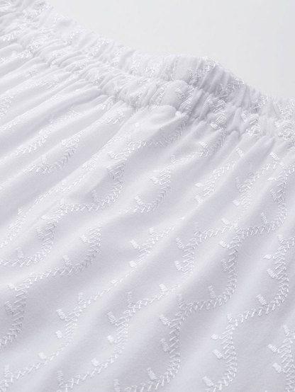 White Rayon Embroidered Palazzo Pants