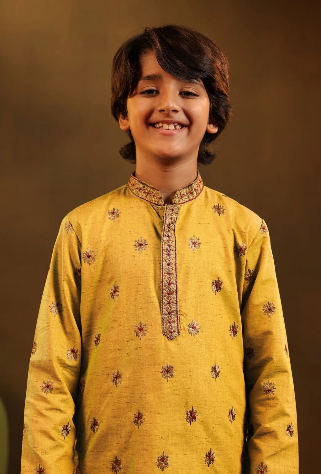 Silk  Embroidered Kurta Pajama Set For Boys