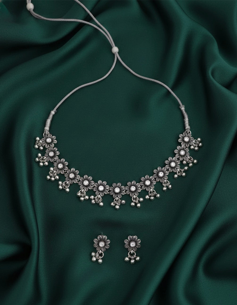 Oxidized Silver Plated  Necklace  Earrings Set