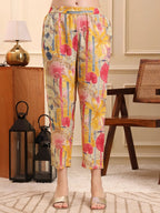 Multi Color Floral Printed Linen Cotton Co-Ord Set