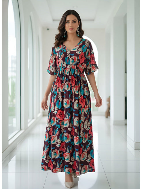 Viscose Rayon Floral printed  Dress
