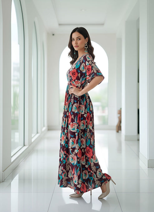 Viscose Rayon Floral printed  Dress