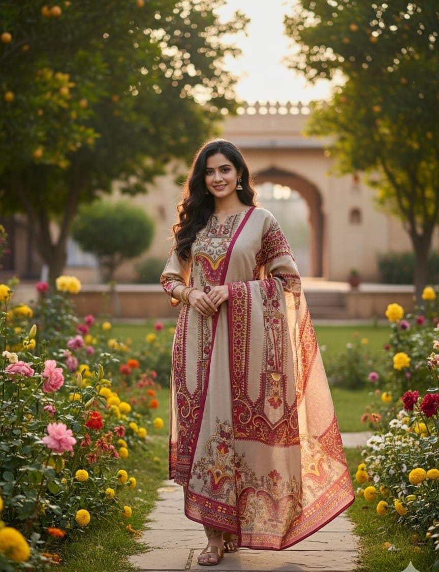 Off white Crepe silk Hand embroidered kurti Set