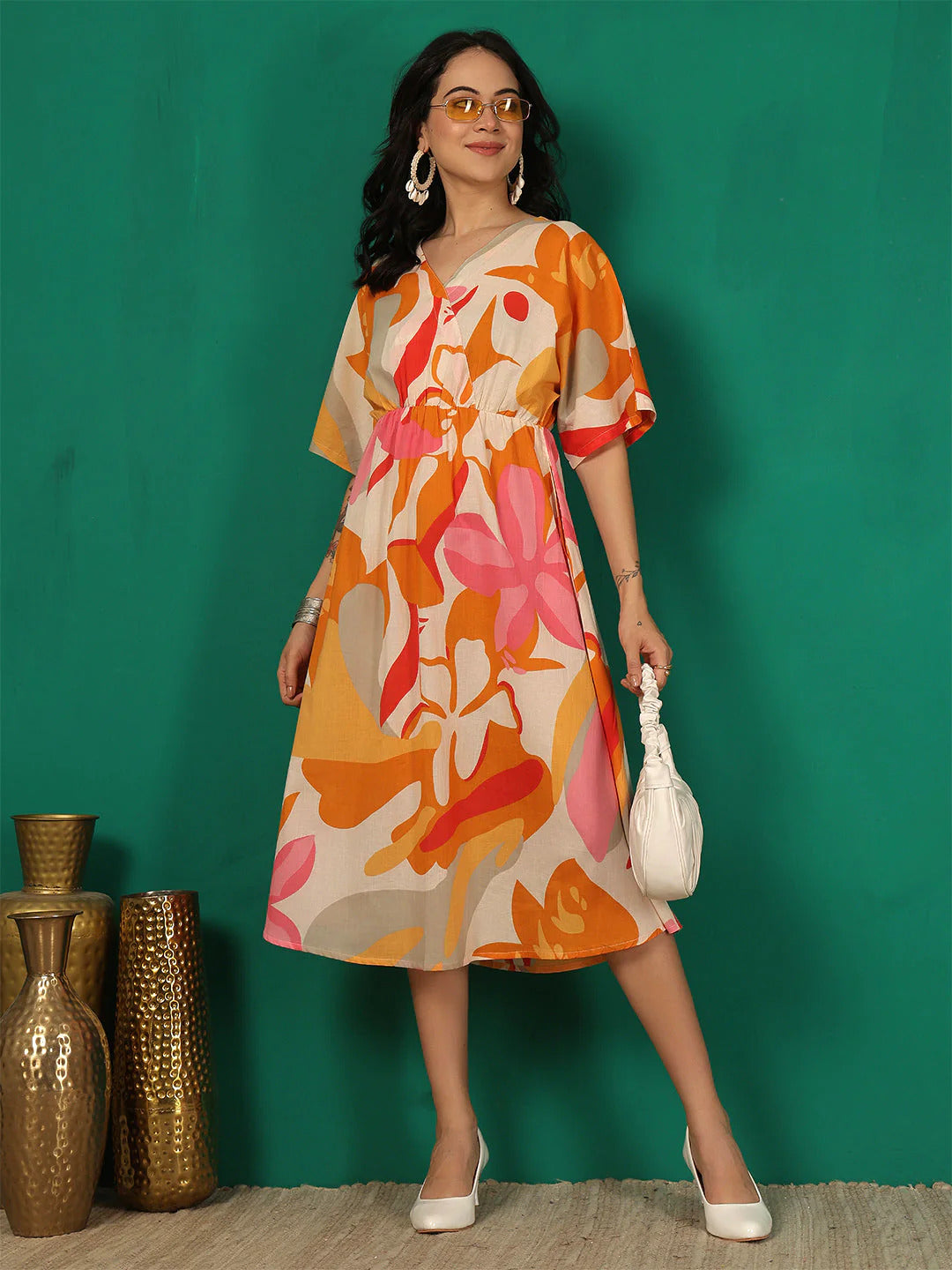 Multi Floral printed  Cotton Dress