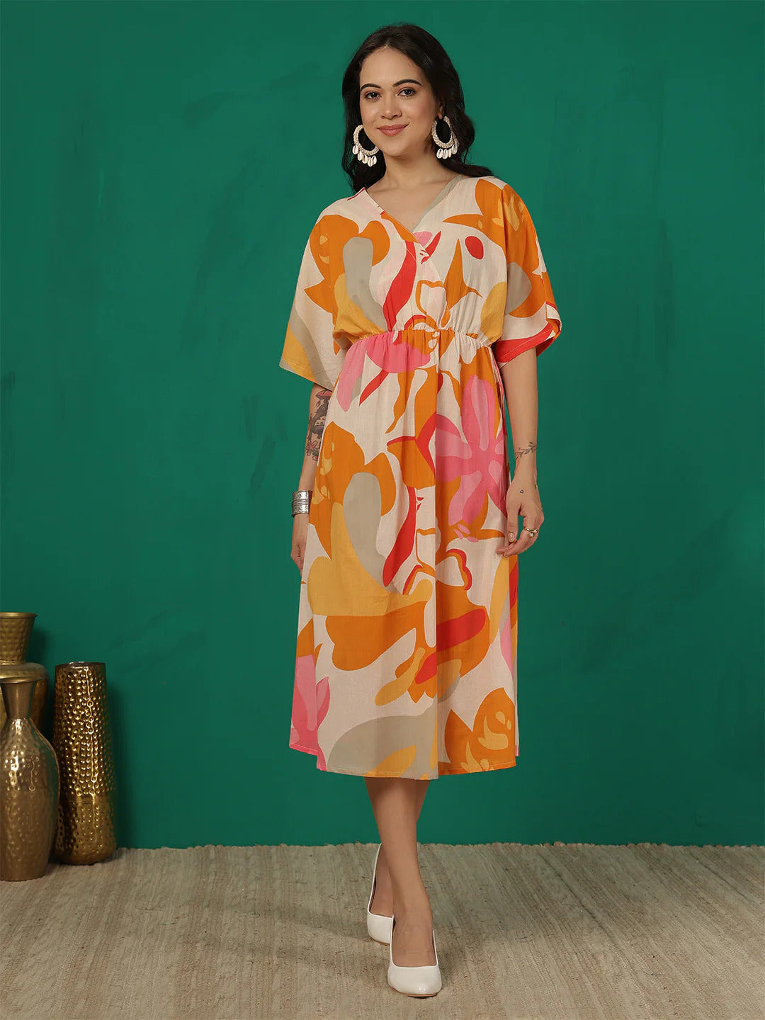 Multi Floral printed  Cotton Dress