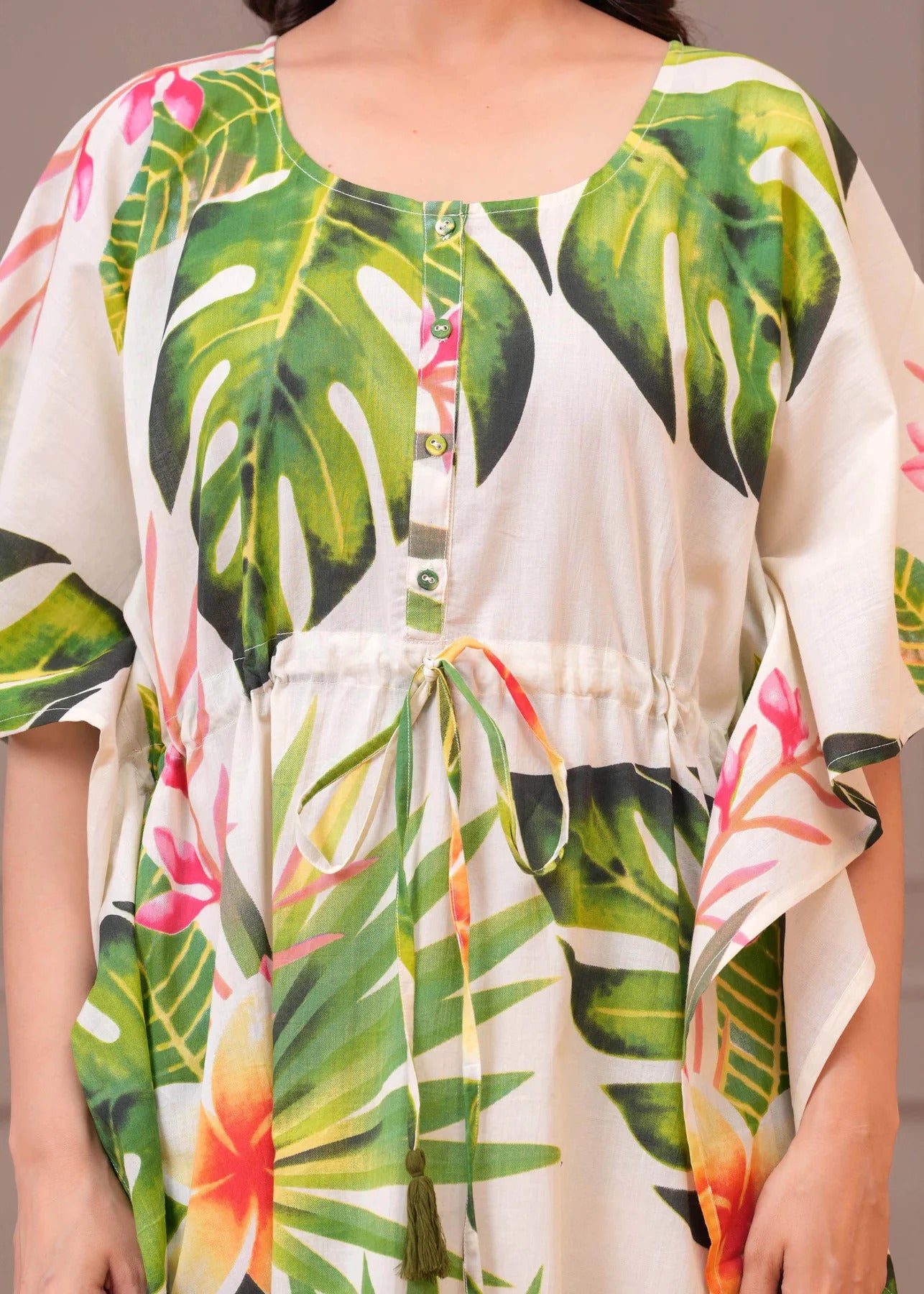 Multi tropical printed Kaftan Maternity Dress