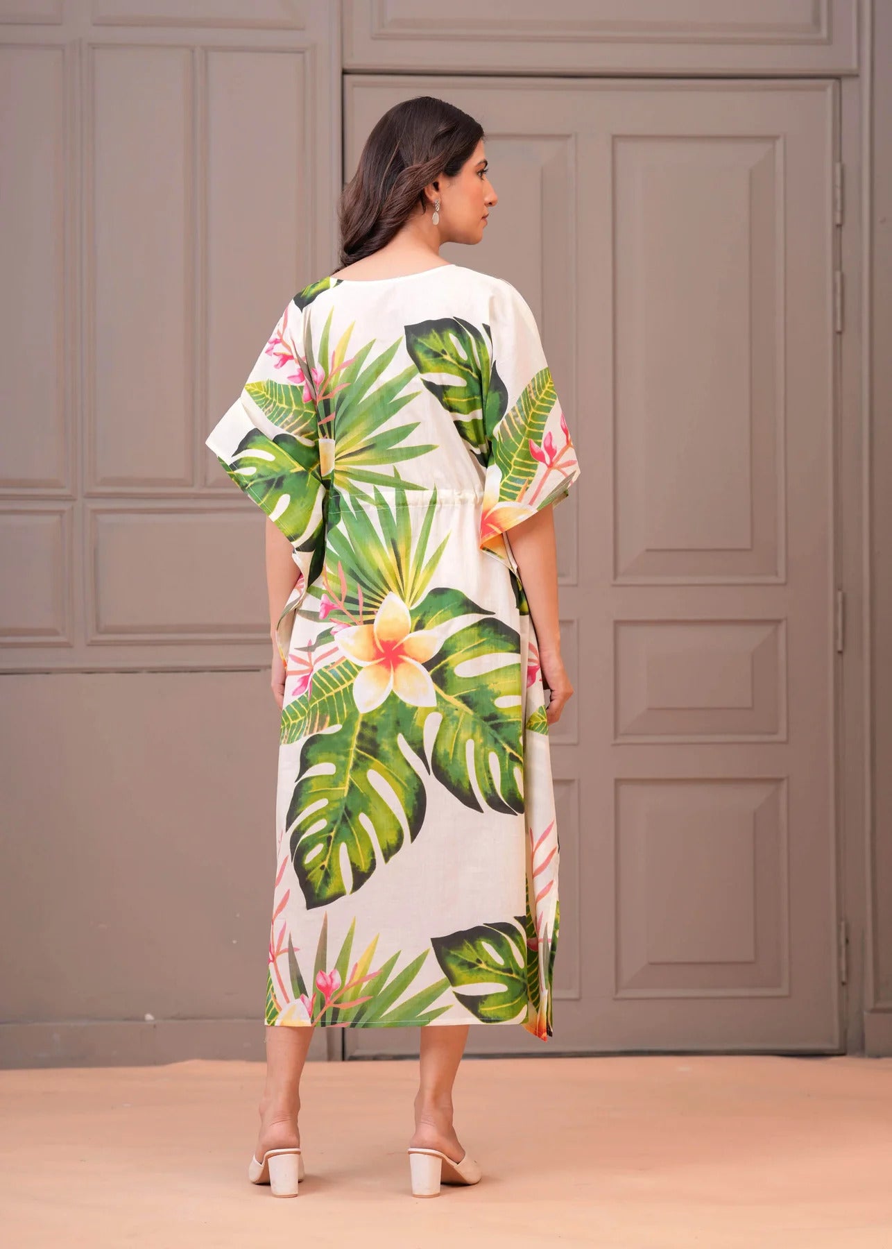 Multi tropical printed Kaftan Maternity Dress