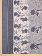 Blue Grey Floral Printed Cotton Blend Kurti Set