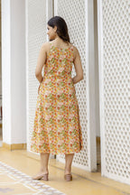 Multi Floral printed Pure Cotton Sleeveless Dress