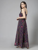 Georgette Bandhej printed Long Dress