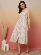Floral printed Pure Cotton Sleeveless Dress