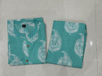 Turquoise Floral Printed Cotton Co-Ord Set