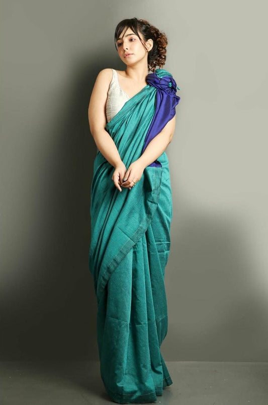 Shades of Blue Khadi Cotton Saree