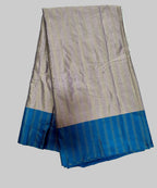 Striped Two toned Solid Semi Silk Saree With Contrast Border