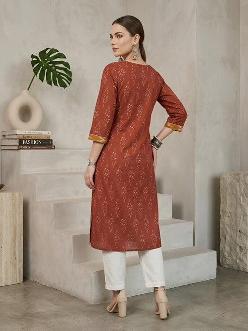 Ikat Printed Soft cotton Kurti Top