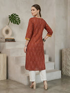 Ikat Printed Soft cotton Kurti Top