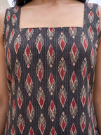 Black Ikat Printed Kantha Cotton Kurti Plazzo Set