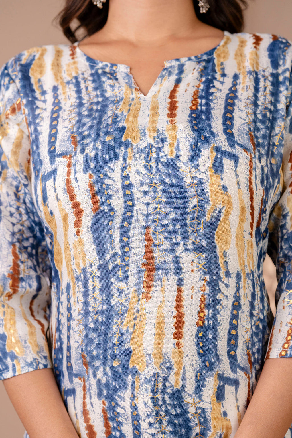 Multi Printed Cotton Kurti Top (Top Only)