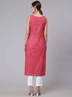 Load image into Gallery viewer, Pink Ethnic Printed Cotton  Kurti Top
