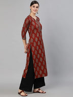 Maroon Navy Blue  Ethnic Printed Kurti Top