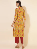 Load image into Gallery viewer, Cotton Mustard Yellow Maroon Floral printed Kurti Top (Top Only)
