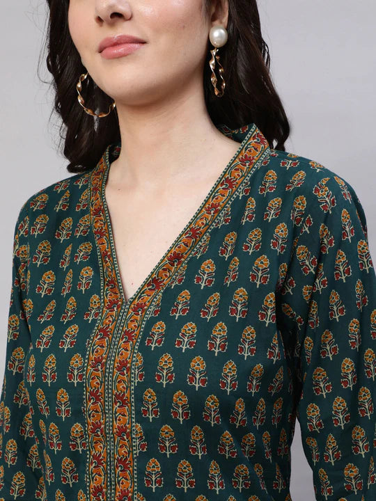 Pure Cotton Ethnic Printed Kurti Top ( Top Only)