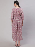 Load image into Gallery viewer, Lavender printed Cotton Maternity Dress
